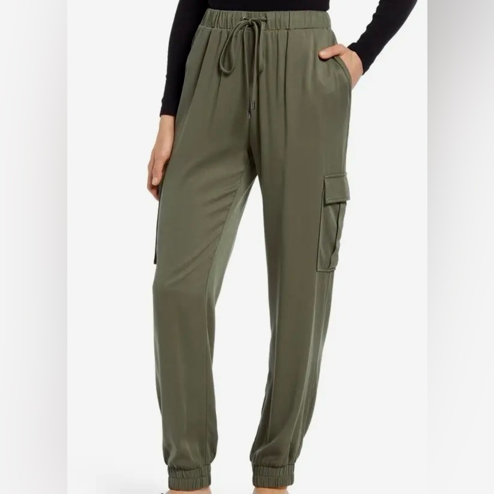TREASURE & BOND Khaki Tan Women's Thick Canvas Cargo Jogger Pants